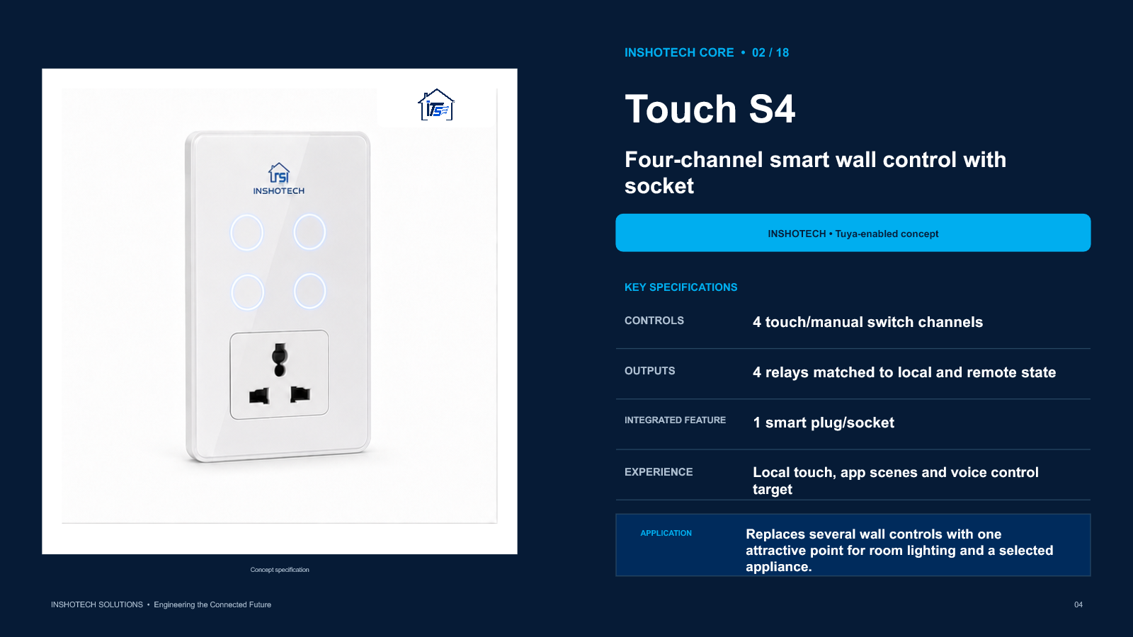Touch S4 smart wall control catalogue slide