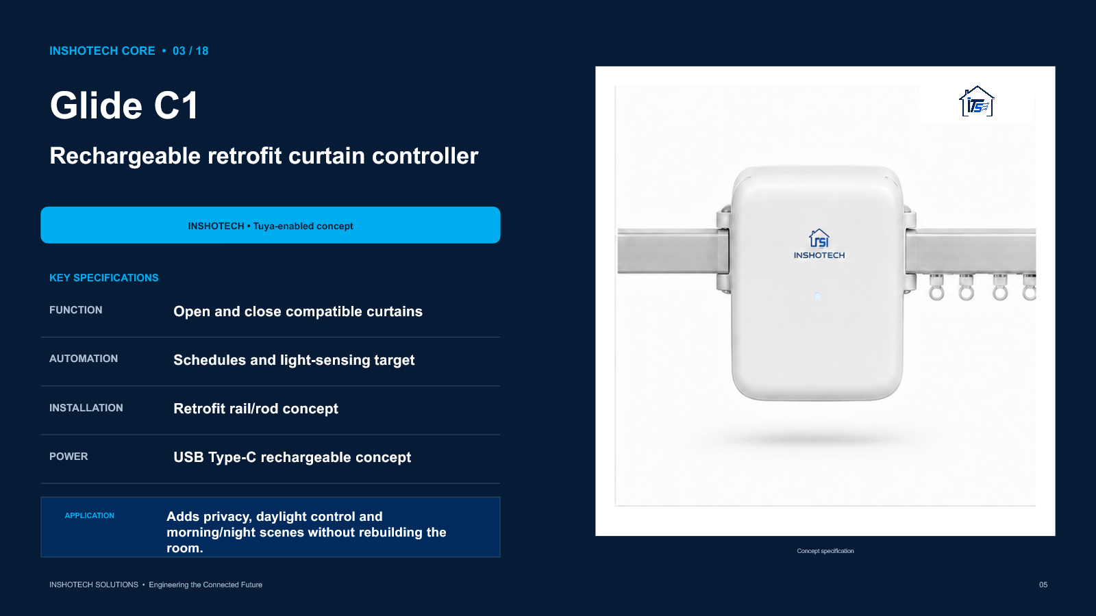 Glide C1 curtain controller catalogue slide
