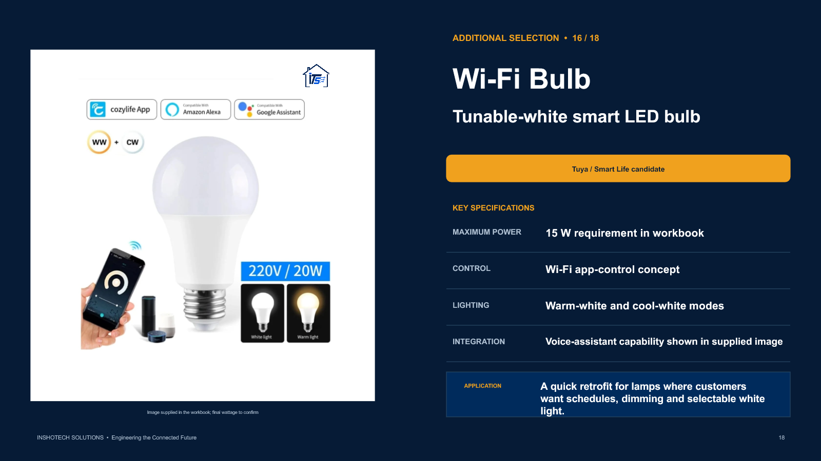 Wi-Fi smart bulb catalogue slide